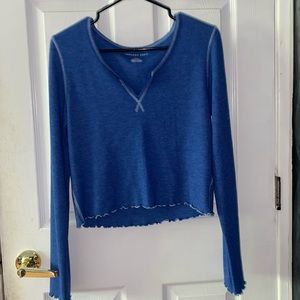 American Eagle Blue Cropped, Long Sleeve Top